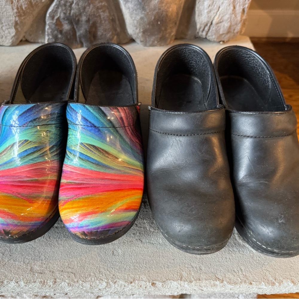 Dansko Colorful and Black Mules